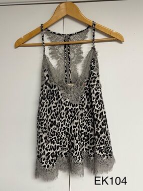 Gold Hawk Silk Leopard Lace Racerback Camisole Tank Top Medium